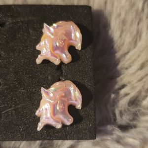 Pink unicorn earings